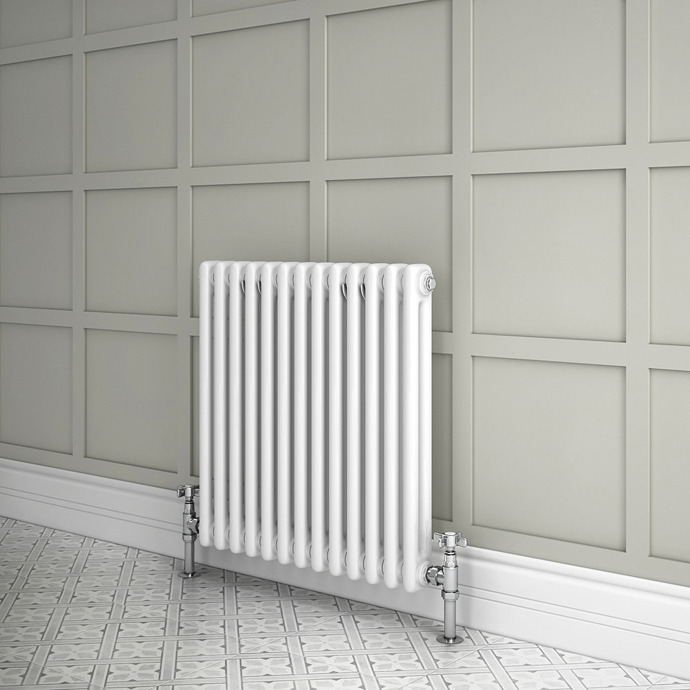 Keswick 600 x 592mm Cast Iron Style Traditional 2 Column White Radiator