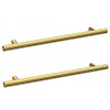 2 x Arezzo Industrial Style Knurled 'T' Bar Brushed Brass Handles (192mm Centres) profile small image view 1 