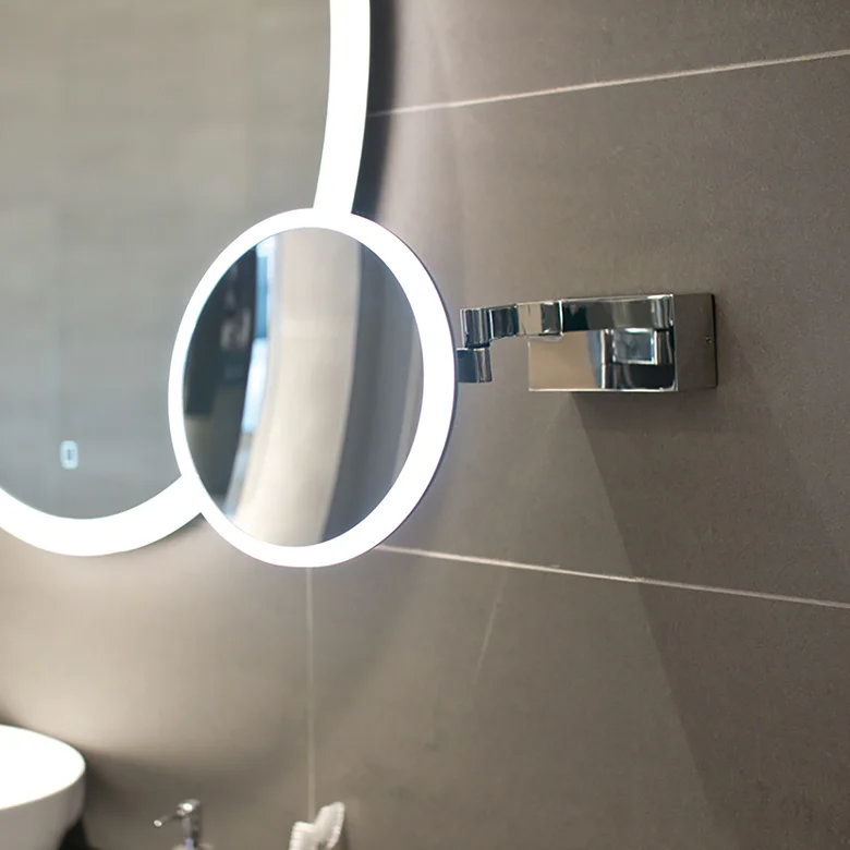 LED wall mounted cosmetic mirror for compact bathrooms