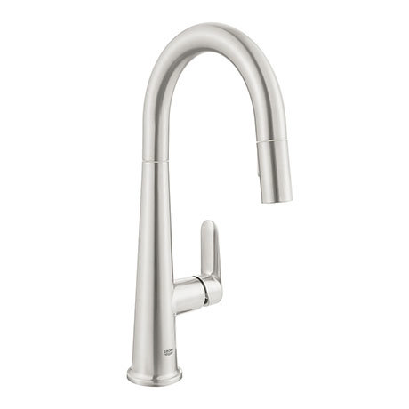 Grohe Veletto Single Lever Kitchen Sink Mixer with Pull Out Spray - SuperSteel - 30419DC0