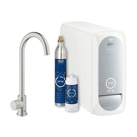 Grohe High C-Spout Mono Blue Home Starter Kit - Stainless Steel - 31498DC1