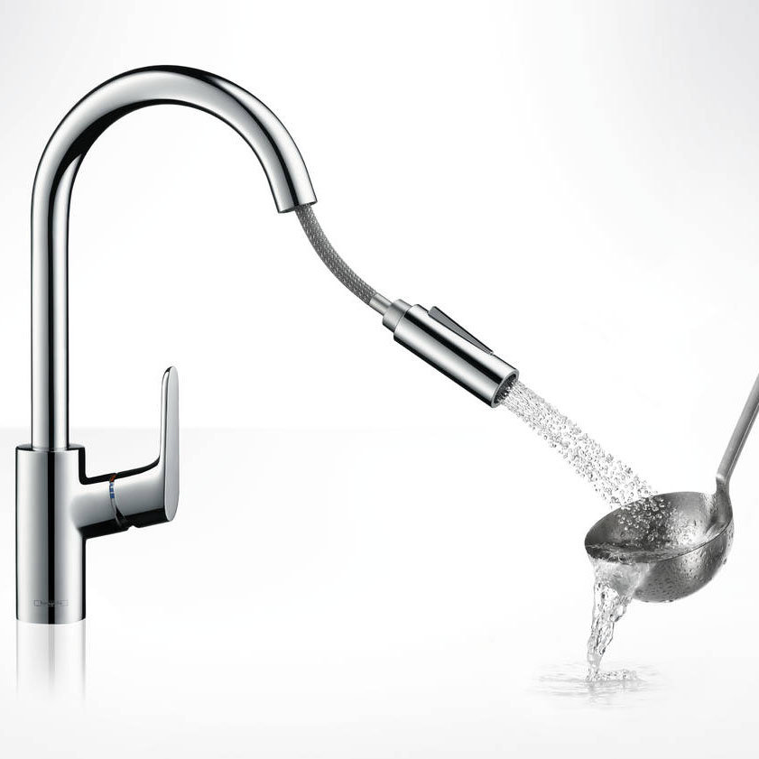 hansgrohe Focus M41 Single Lever Kitchen Mixer 240 with Pull Out Spray