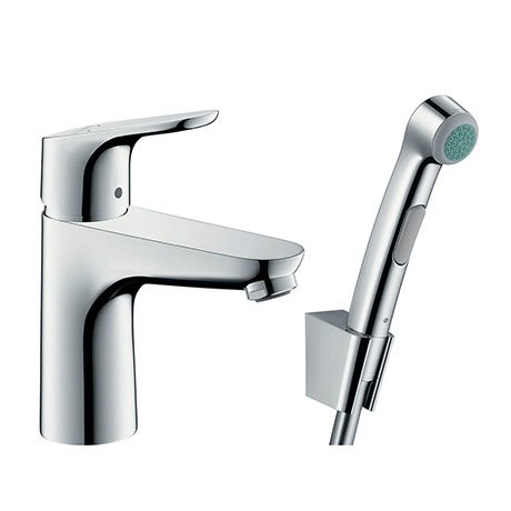 hansgrohe Focus Single Lever Basin Mixer 100 with Bidet Spray and 160cm Shower Hose - 31927000