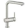 Grohe Minta Kitchen Sink Mixer with Pull Out Spray - SuperSteel - 32168DC0 profile small image view 1 