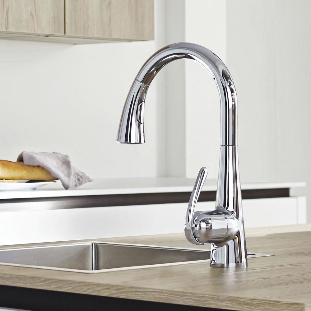 Grohe Zedra Kitchen Sink Mixer w/ Pull Out Spray ...