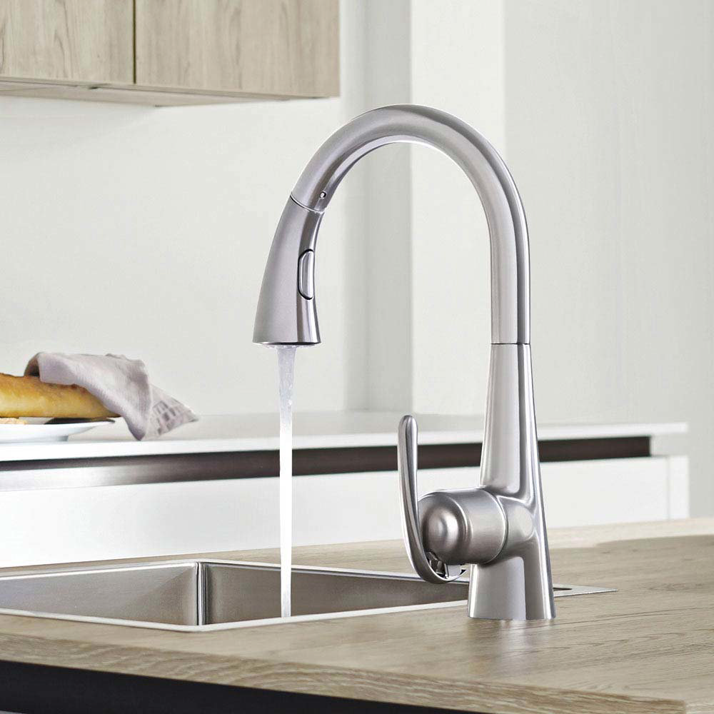 GROHE Zedra Kitchen Sink Mixer with Pull Out Spray - Stainless Steel  - 32294SD1