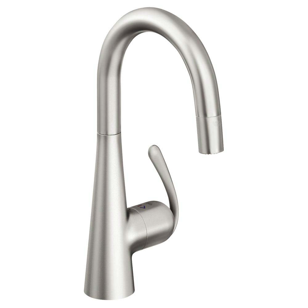 GROHE Zedra Kitchen Sink Mixer with Pull Out Spray - Stainless Steel - 32296SD0