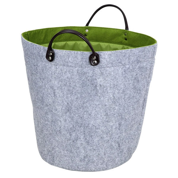 Wenko Felt Laundry Basket Grey/Green 3440207100 at Victorian