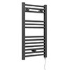 E-Diamond Electric Only Heated Towel Rail - W400mm x H720mm - Anthracite - Straight profile small image view 1 