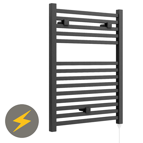 E-Cube Electric Only Heated Towel Rail - W500mm x H690mm - Anthracite Grey