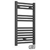 E-Diamond Electric Only Heated Towel Rail w. Digital Thermostat - W400mm x H720mm - Anthracite - Straight profile small image view 1 