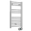 E-Diamond Electric Only Heated Towel Rail w. Digital Thermostat - W400mm x H720mm - Chrome - Straight profile small image view 1 