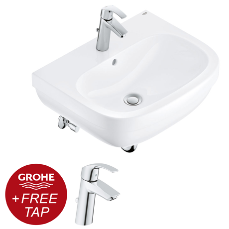 Grohe Euro Ceramic 600mm Complete Basin Package (Euro Smart Tap + Waste Included)