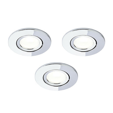 3 x Revive IP65 Chrome Round LED Fire-Rated Bathroom Downlights