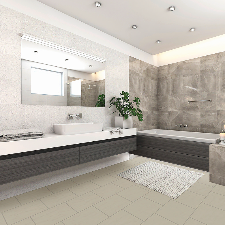 drop click luxury vinyl floor tiles in bathroom