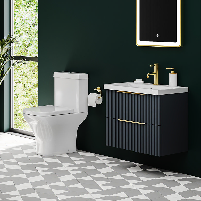 modern black fluted wall hung vanity unit