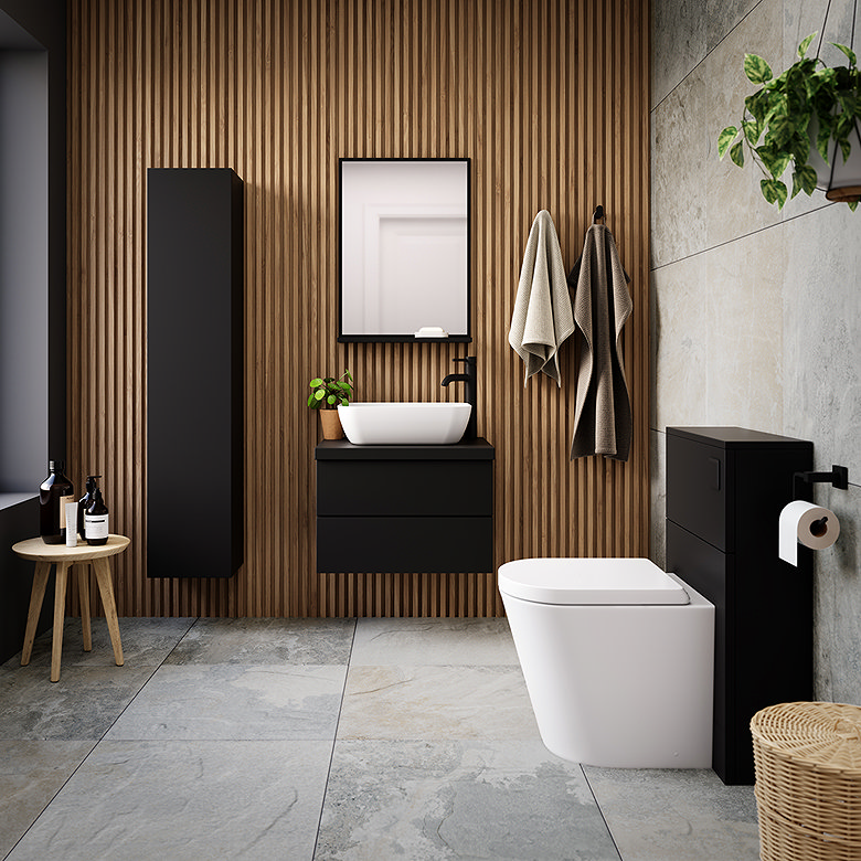 matt black modern wall hung vanity unit