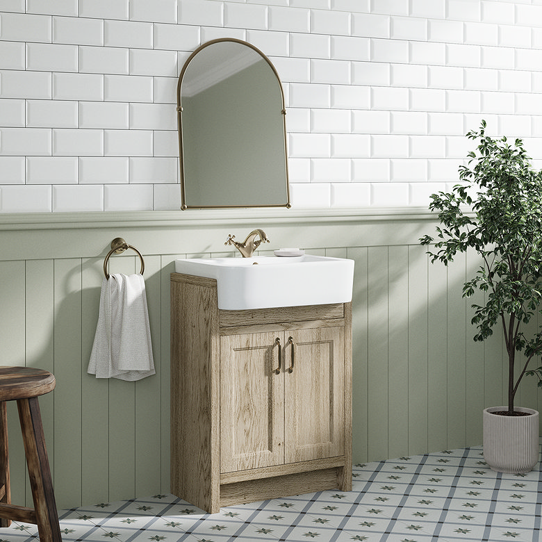 traditional wood effect freestanding vanity unit