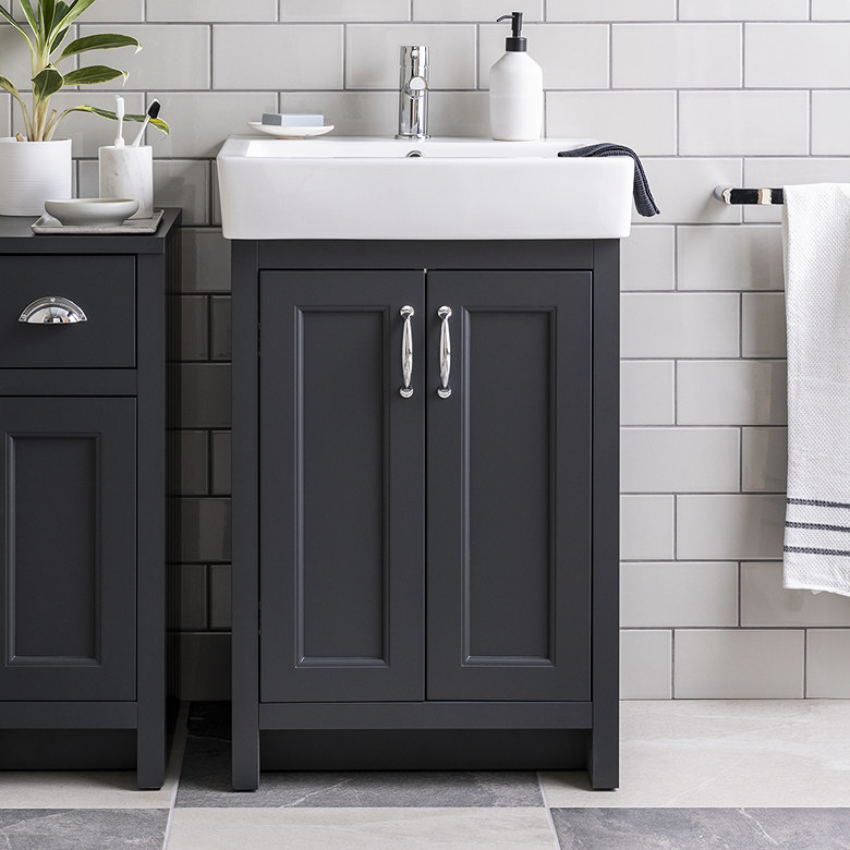 traditional dark grey freestanding vanity unit