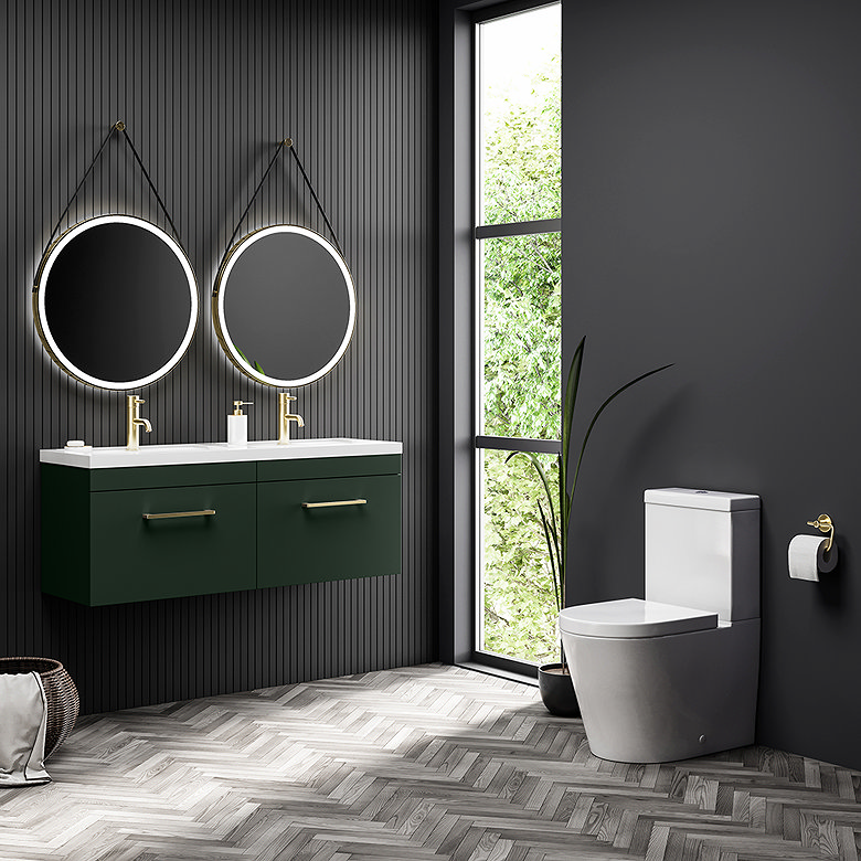 double wall hung vanity unit in modern bathroom