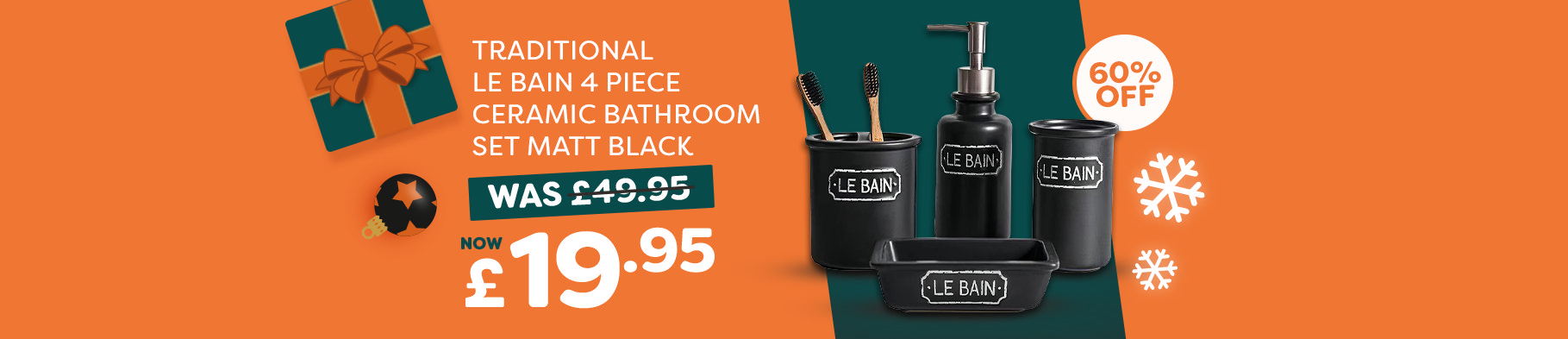 Banner 2 - Traditional Le Bain 4 Piece Ceramic Bathroom Set Matt Black