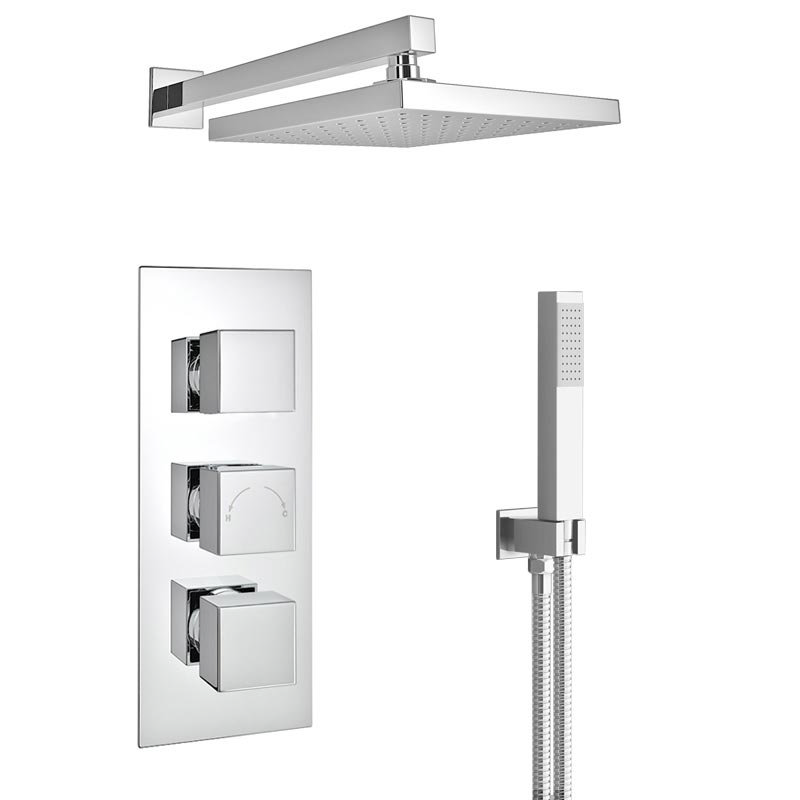 Milan Triple Thermostatic Shower Package with Head & Handset