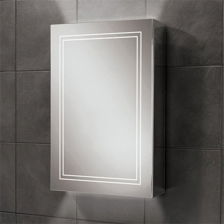 HIB Edge 50 LED Illuminated Aluminium Mirror Cabinet - 49400