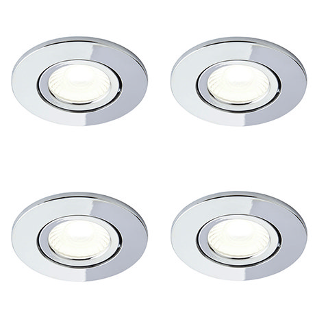 4 x Revive IP65 Chrome Round LED Fire-Rated Bathroom Downlights