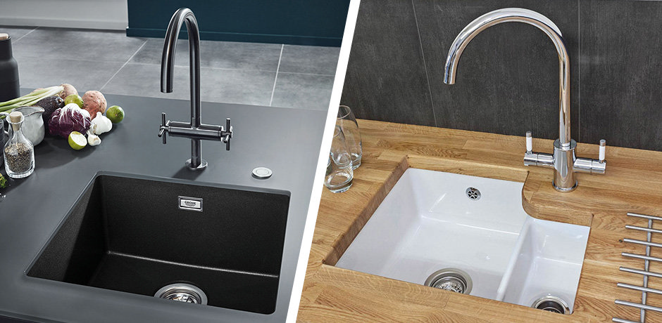 Designer Kitchen Sinks And Taps To Suit, Ceramic Round Kitchen Sink And Drainer Combo