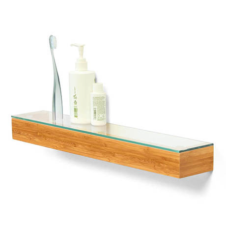 single glass bathroom shelf