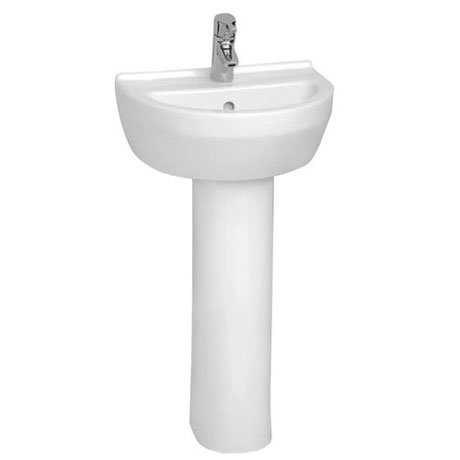 Vitra - S50 45cm Round Cloakroom Basin and Pedestal - 1 Tap Hole