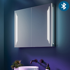 HIB Dimension 80 Bluetooth LED Illuminated Aluminium Mirror Cabinet - 54700