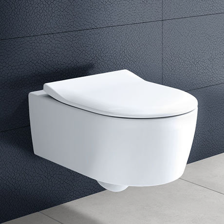 Villeroy and Boch Avento DirectFlush CeramicPlus Rimless Wall Hung Toilet + Soft Close Seat - 5656RS