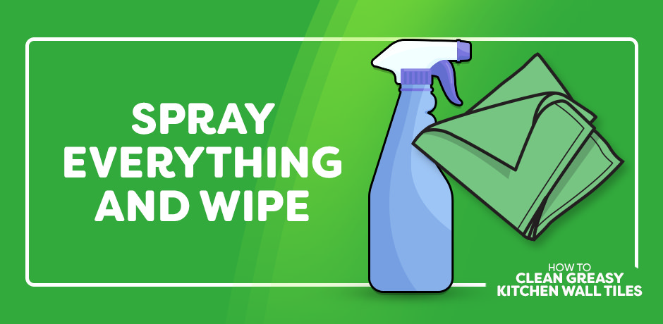 spray everything and wipe, spray bottle and cloth