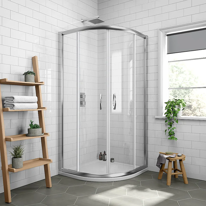 curved quadrant corner shower enclosure in en suite