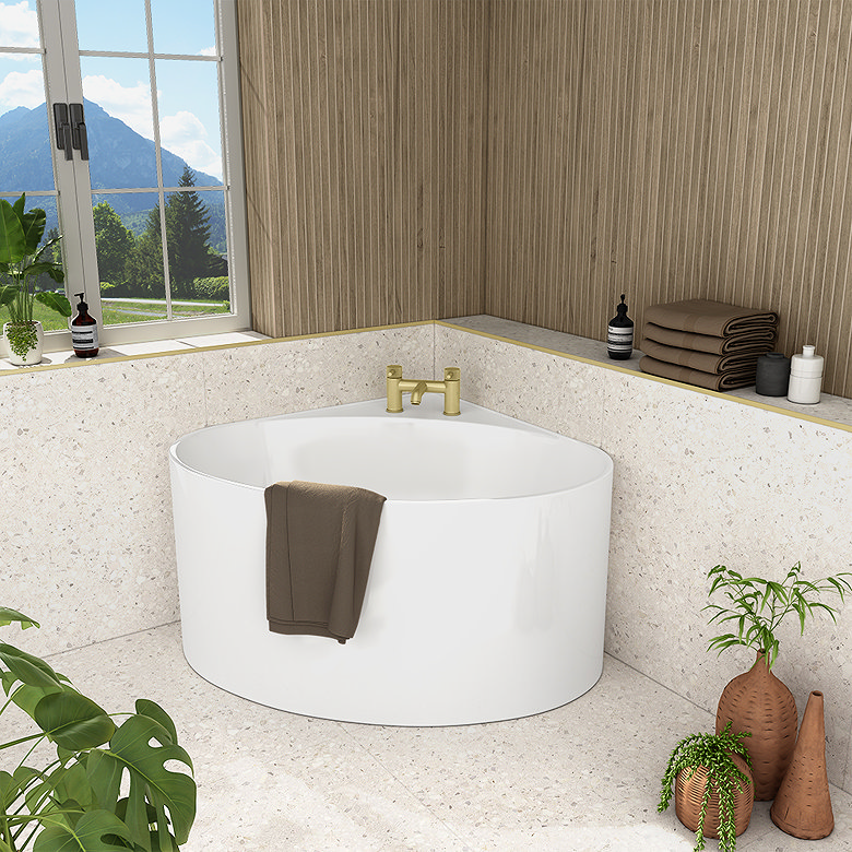 round corner bath in en suite bathroom