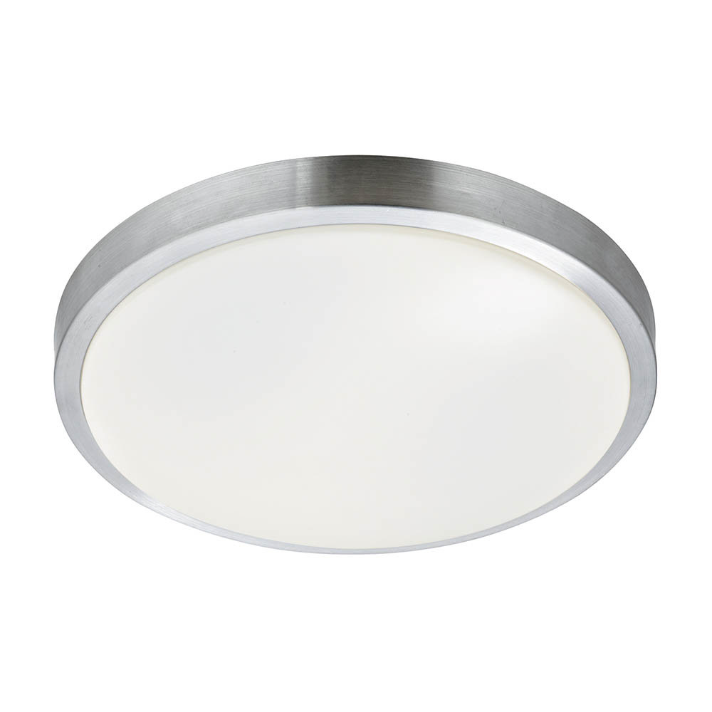 Searchlight LED Flush Fitting with Aluminium Trim &amp; White Acrylic Shade - 6245-33-LED