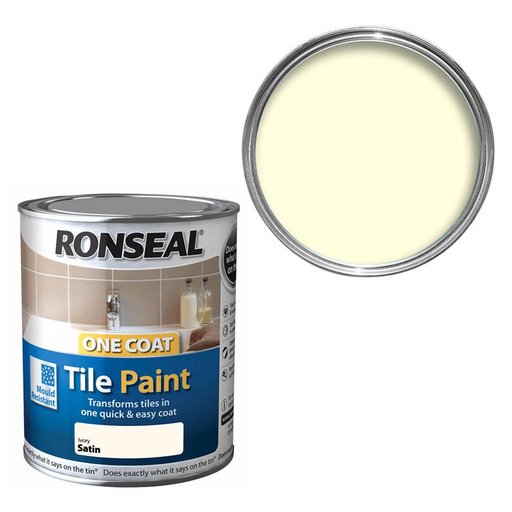 Ronseal One Coat Tile Paint 750ml - Ivory Satin - Painted Bath Panel Ideas