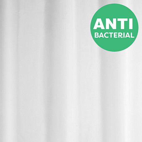 White Anti-Bacterial Polyester Shower Curtain W1800 x H2000mm - 67312