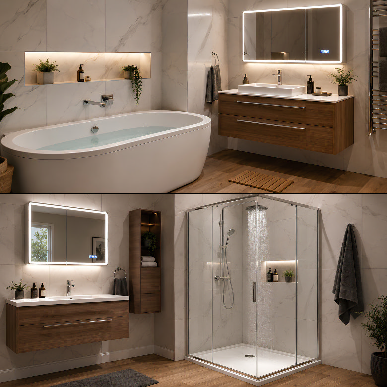 Bath and shower comparison illustrating how water use can vary between filling a bath and taking a shower