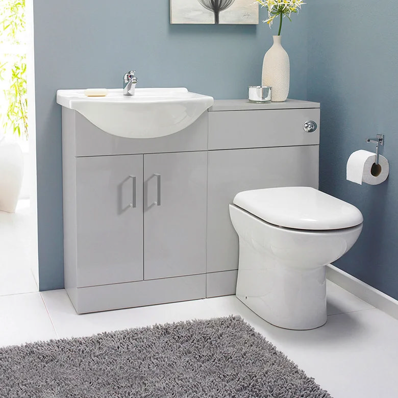 cove glossy light grey combination WC vanity unit