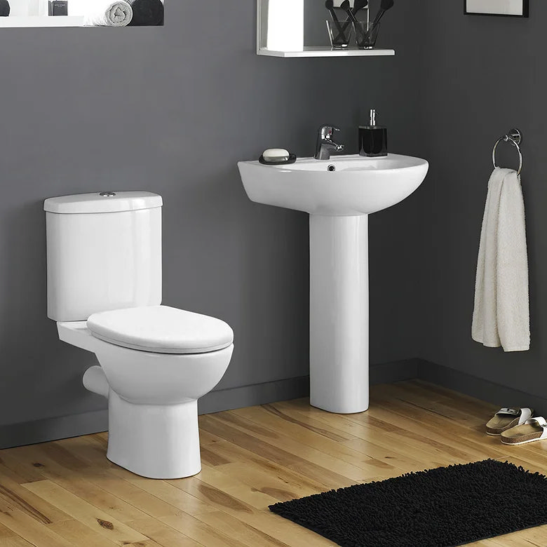 modern cove toilet and pedestal basin