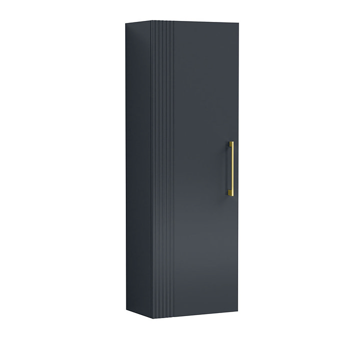 Tall anthracite storage cabinet with brass handle