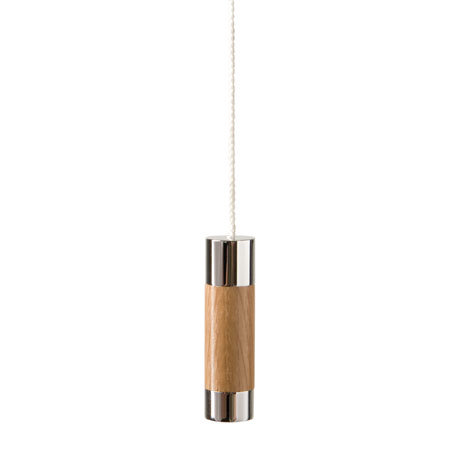 Miller - Classic Chrome and Natural Oak Cylindrical Light Pull - 696C
