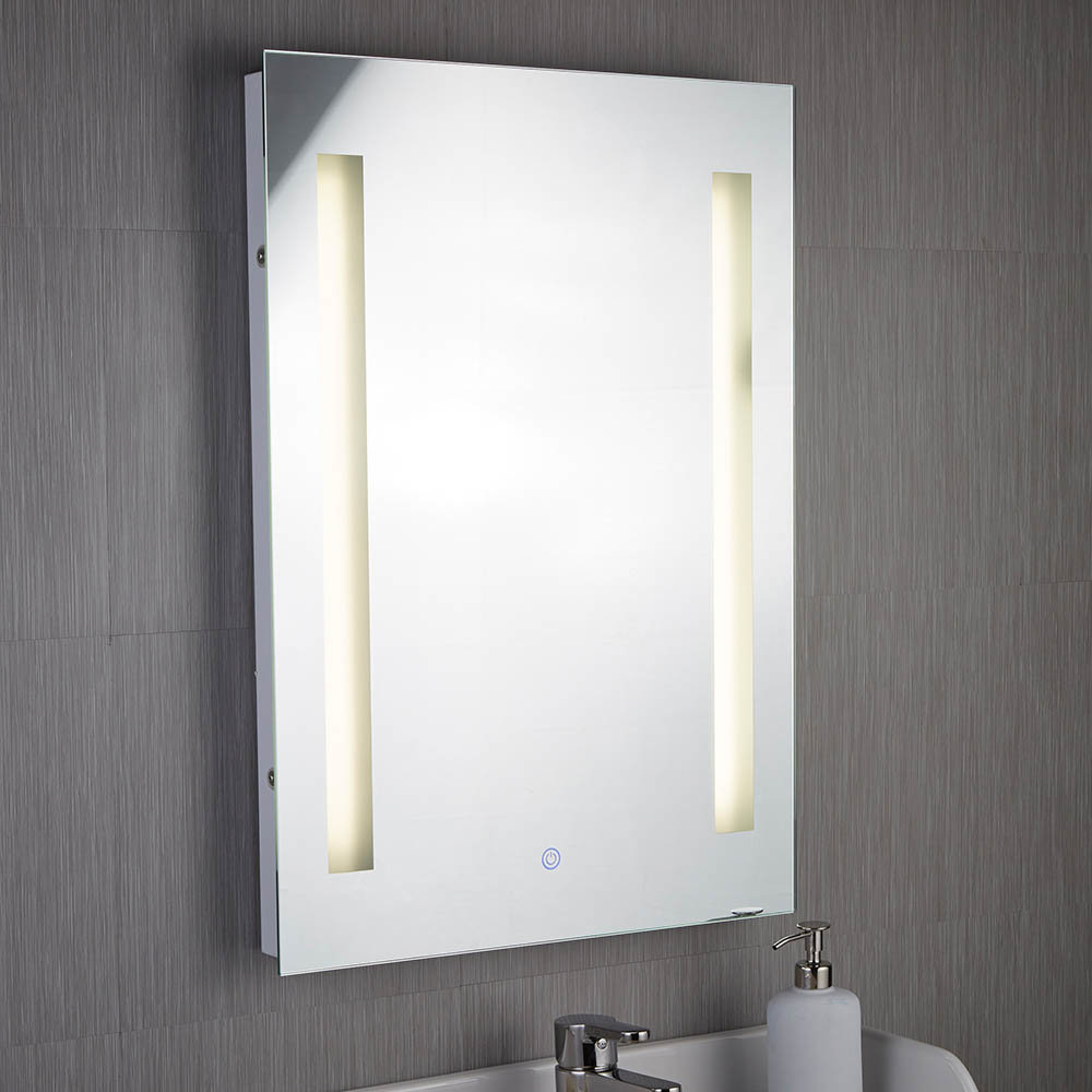 Searchlight Illuminated 2 Light Touch Bathroom Mirror with Shaver