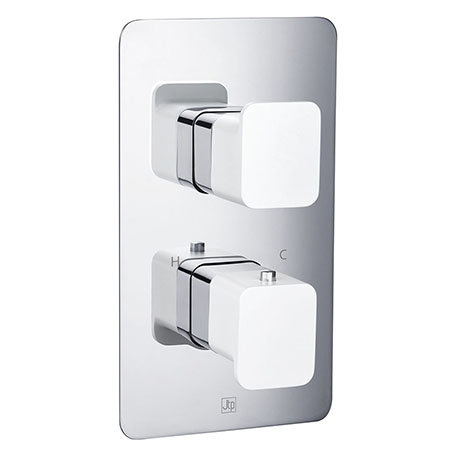JTP Axel Single Outlet Thermostatic Concealed Shower Valve with Matt White Handles