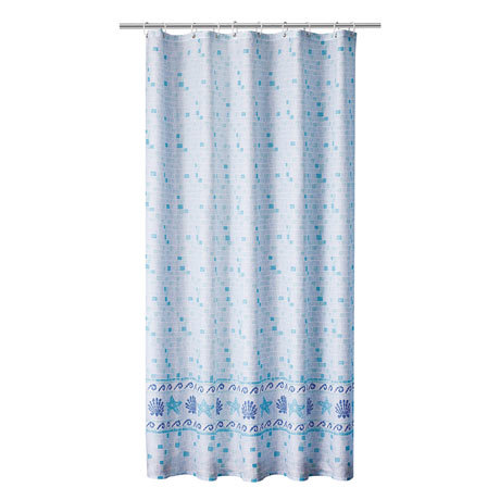 Aqualona Mosaic Blue Polyester Shower Curtain - W1800 x H1800mm - 76798