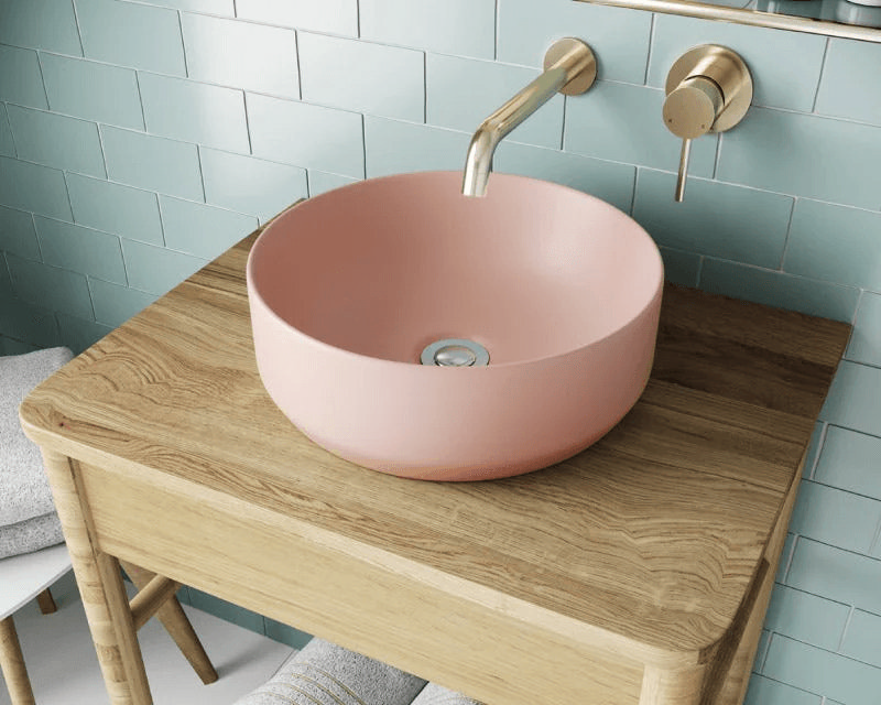 Pink countertop basin