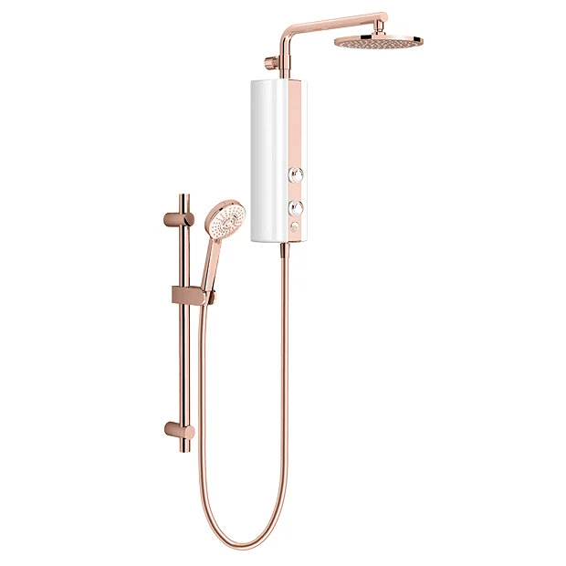 White and rose gold shower