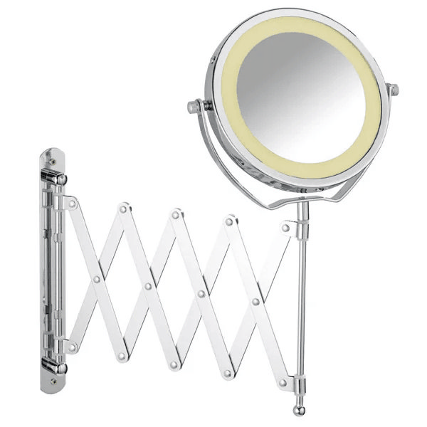 Telescopic wall mount cosmetic mirror
